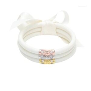 NWT BudhaGirl Ivory Three Kings All Weather Bangles AWB Set of 3 Medium Crystal